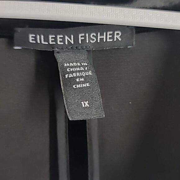 Eileen Fisher Notch Collar Open Front elvet Jacket/ Cardigan in Black - Picture 7 of 10